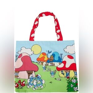 Loungefly Lafig Smurfs Village Life Cotton Canvas Tote Bag NWT & In Package